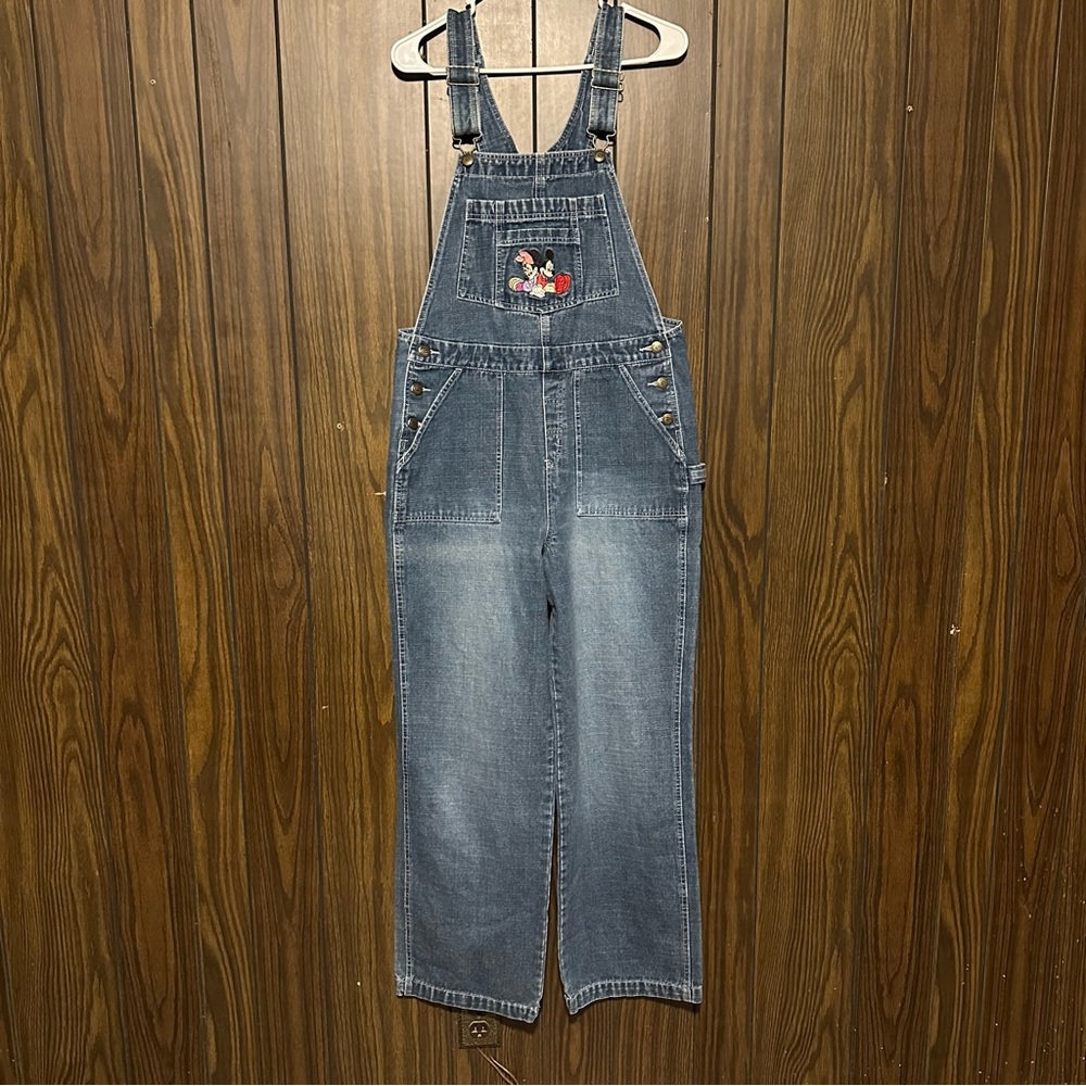 Disney Mickey Mouse Blue Denim Overalls with Embroidery Detail